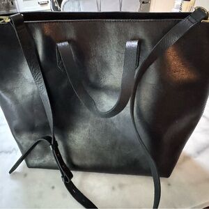 Madewell Black Leather Tote Bag